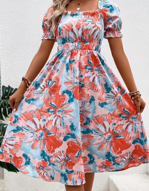 Load image into Gallery viewer, Floral Frill Trim Square Neck Dress
