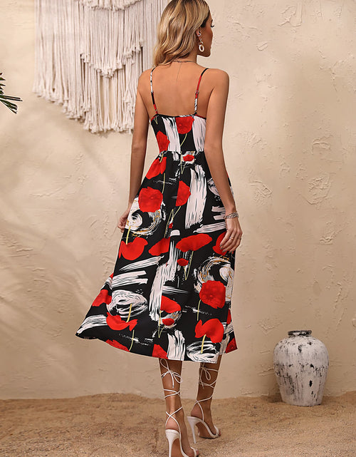 Load image into Gallery viewer, Floral Spaghetti Strap Slit Hem Dress
